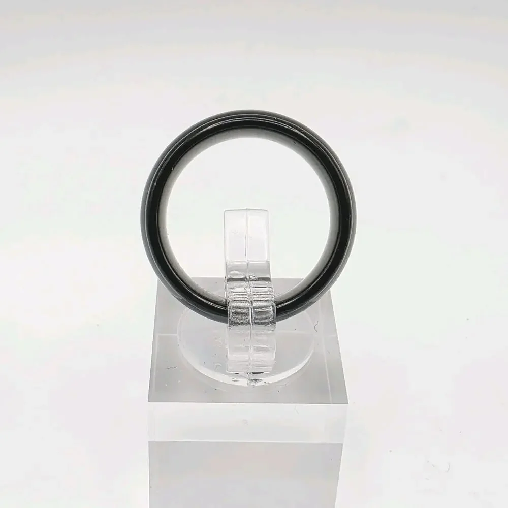 Black Tungsten Ring Men's Wood Wedding Band with Turquoise Inlay Ring Size 7.5